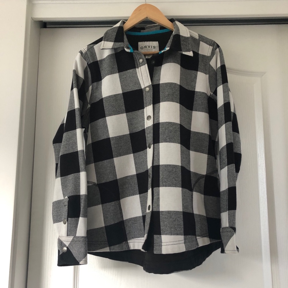 Black and white flannel lined shirt